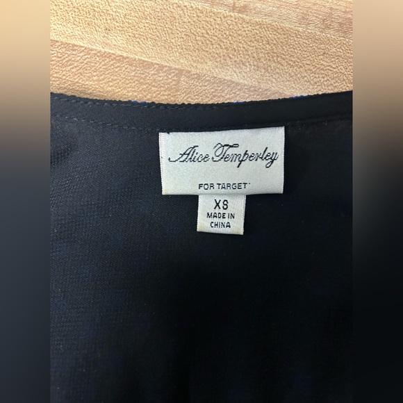 Alice Temperley for Target black and blue button up with front tie size XS - Picture 3 of 3